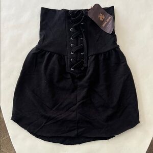 NWT JOHN JOHN Black Soft Corset High Waist Victorian Grunge Y2K Lace Up Skirt L